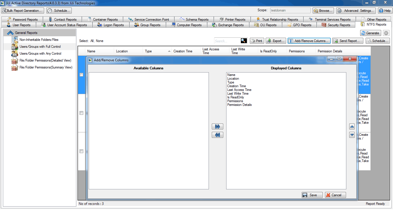 Active Directory NonInheritable Folder Report